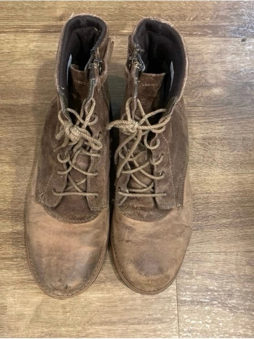 Timberland Vintage Leather & Suede Brown Side Zipper Boots Boys Size 6.5